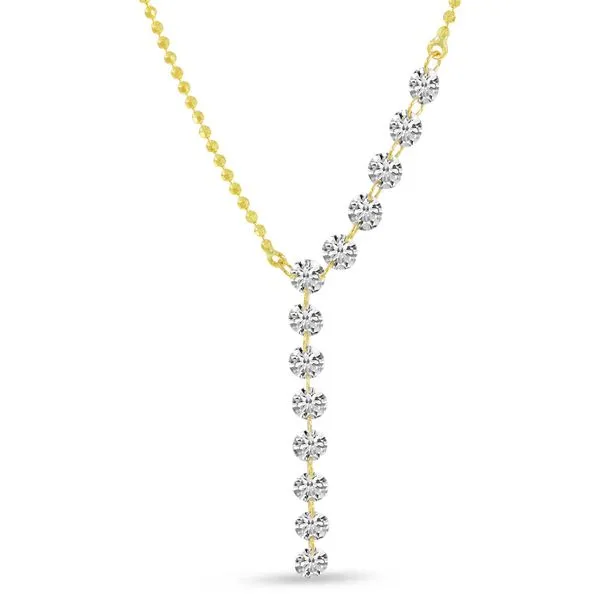 14K Yellow Gold Dashing Diamond Asymmetrical Lariat Necklace Ambassador Diamond Jewelers Tucson, AZ