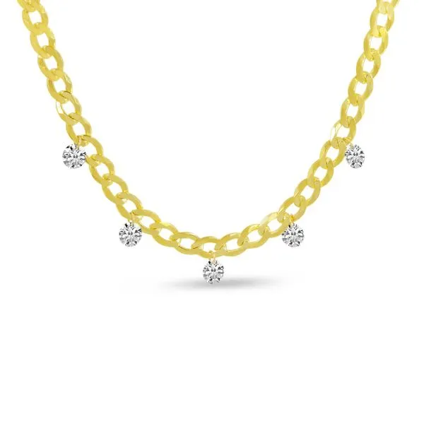 14K Yellow Gold Dashing Diamond Cuban Chain Necklace Ambassador Diamond Jewelers Tucson, AZ
