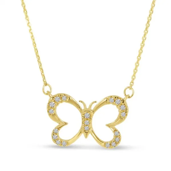 14K Yellow Gold Diamond Butterfly Necklace Moseley Diamond Showcase Inc Lexington, SC