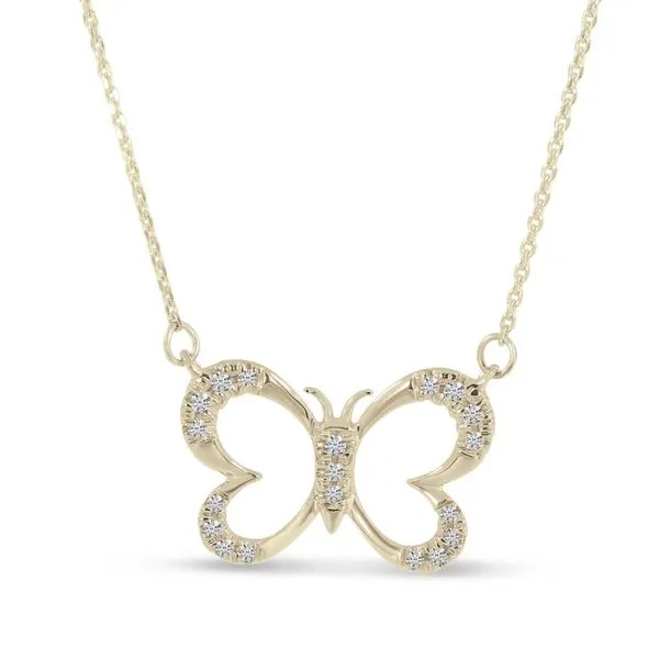14K Yellow Gold Diamond Butterfly Necklace Arlene's Fine Jewelry Vidalia, GA