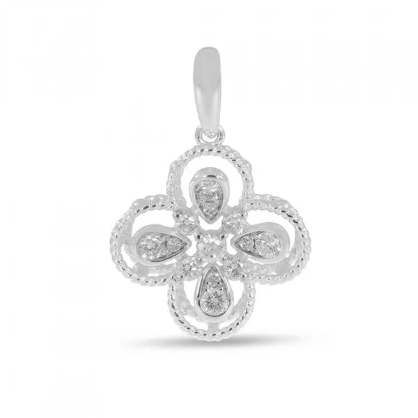 14K White Gold Clover Diamond Pendant Ambassador Diamond Jewelers Tucson, AZ