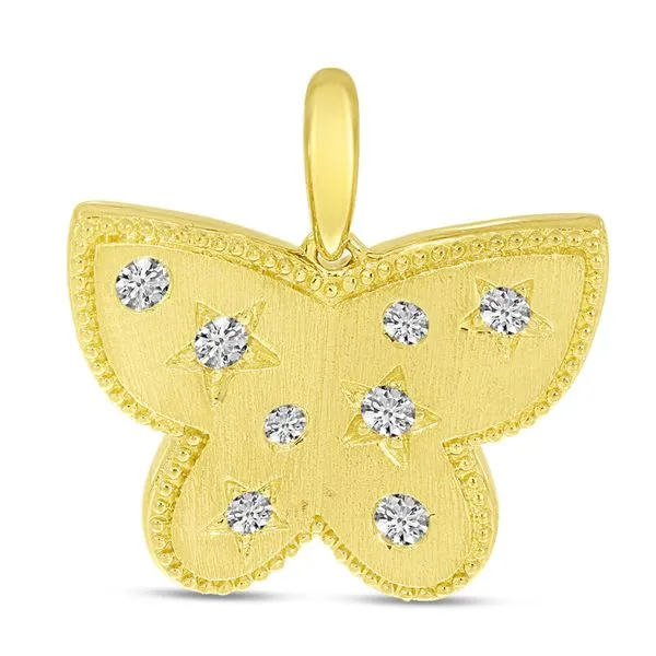 14K Yellow Gold Diamond Brushed Gold Butterfly Pendant Ambassador Diamond Jewelers Tucson, AZ
