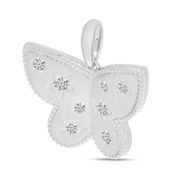 14K White Gold Diamond Brushed Gold Butterfly Pendant Clater Jewelers Louisville, KY