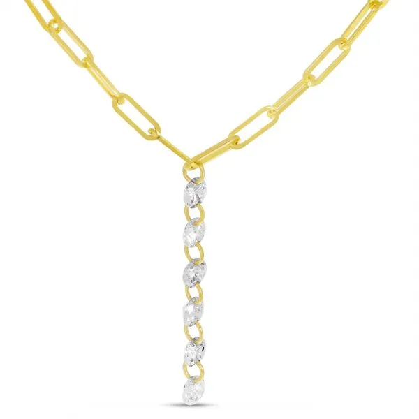 14K Yellow Gold Dashing Diamond Drop Paperclip Necklace Ambassador Diamond Jewelers Tucson, AZ