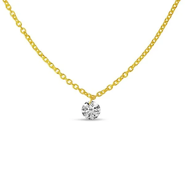 14K Yellow Gold Single Pierced .30 ct  Dashing Diamond 18 Cable Necklace