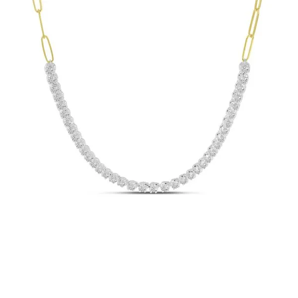 14K Two Tone Gold Diamond and Gold Link Necklace J. Meredith Jewelers Delafield, WI