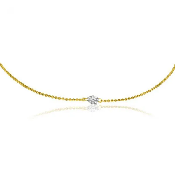 14K Yellow Gold Single Pierced Diamond Dashing Diamond Necklace Ambassador Diamond Jewelers Tucson, AZ