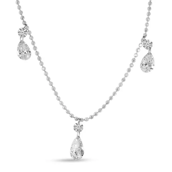 14K White Gold Dashing Diamond Triple Pear Necklace Moseley Diamond Showcase Inc Lexington, SC