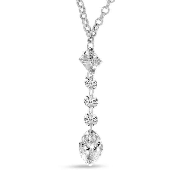 14K White Gold Dashing Diamond Round Marquise Drop Necklace Ambassador Diamond Jewelers Tucson, AZ