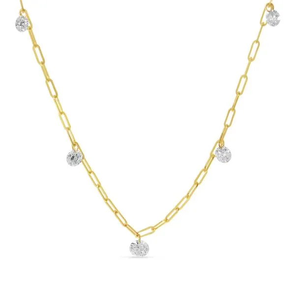14K Yellow Gold Dashing Diamond Round Graduated .75 Ct Diamond Necklace Ambassador Diamond Jewelers Tucson, AZ