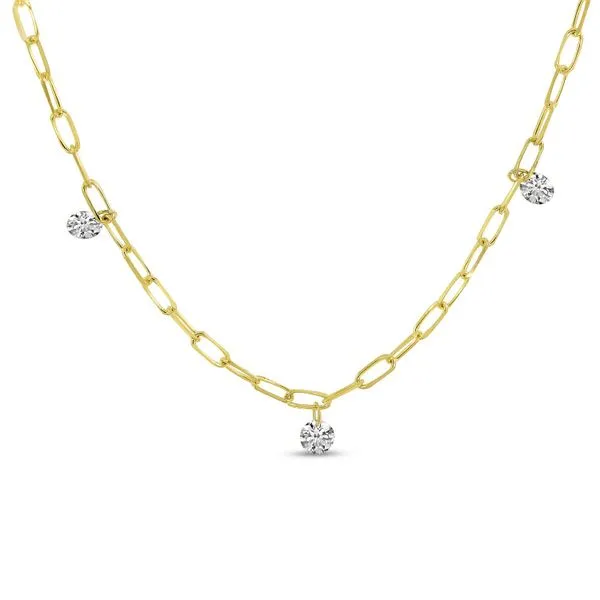 14K Yellow Gold 0.24 Ct Dashing Diamond 18 inch Link Necklace Rick's Jewelers California, MD