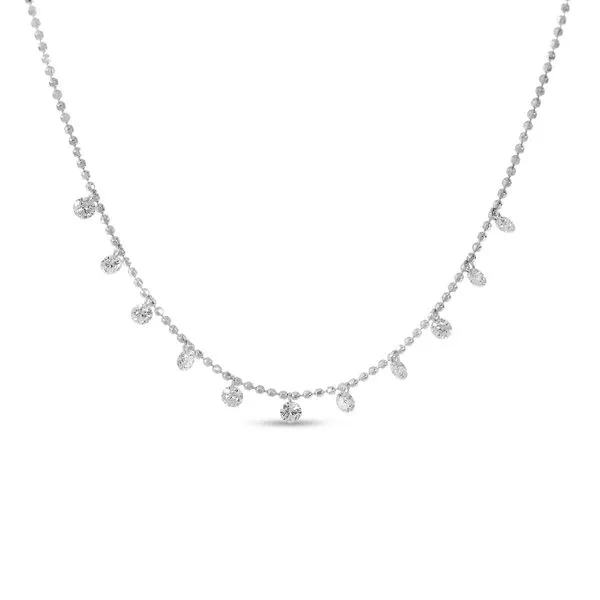 14K White Gold Eleven Dashing Diamond 18 inch Cable Necklace J. Meredith Jewelers Delafield, WI