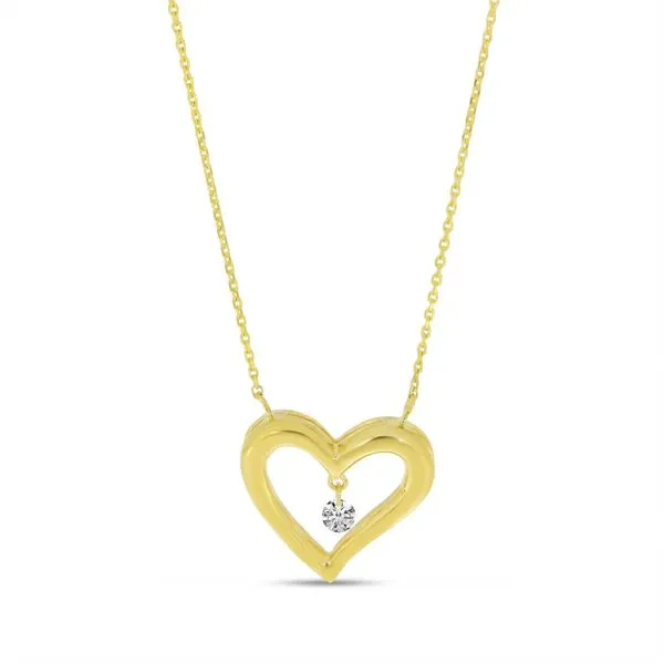 14K Yellow Gold Dashing Diamond 18 Inch Open Heart Necklace Moseley Diamond Showcase Inc Lexington, SC
