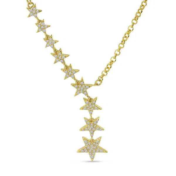 14K Yellow Gold Diamond Cascading Stars Necklace Ambassador Diamond Jewelers Tucson, AZ