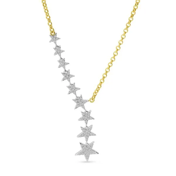 14K Two Tone Gold Diamond Cascading Stars Necklace Ambassador Diamond Jewelers Tucson, AZ