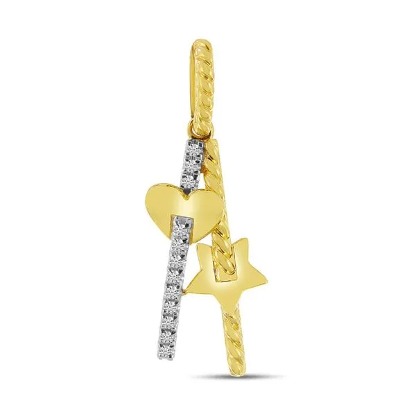 14K Yellow Gold Heart and Star Diamond Double Pendant Ambassador Diamond Jewelers Tucson, AZ