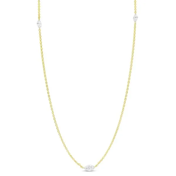 14K Yellow Gold Pierced Marquise Dashing Diamond Lariat Necklace Ambassador Diamond Jewelers Tucson, AZ
