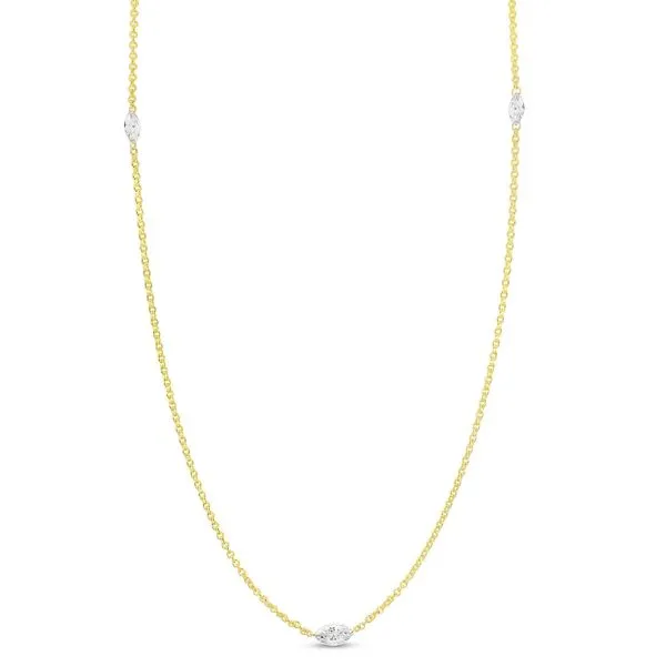 14K Yellow Gold Pierced Marquise Dashing Diamond Lariat Necklace Image 2 J. Meredith Jewelers Delafield, WI