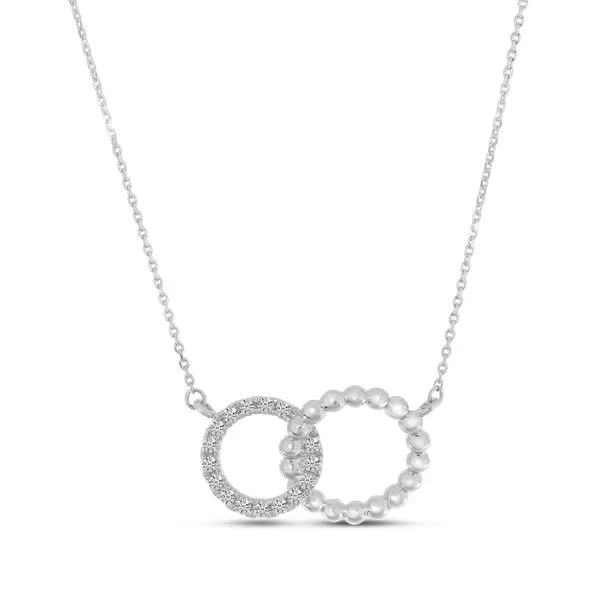 14K White Gold Diamond Beaded Interlocking Circles Necklace Ambassador Diamond Jewelers Tucson, AZ