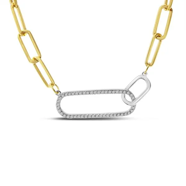14K Yellow Gold Large Diamond Paperclip Link Necklace Ambassador Diamond Jewelers Tucson, AZ
