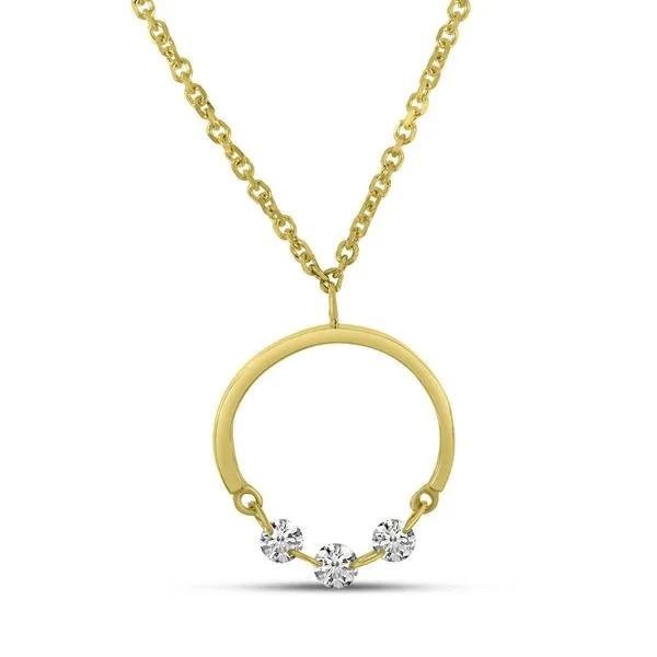 14K Yellow Gold Dashing Diamond Half Circle Necklace Ambassador Diamond Jewelers Tucson, AZ