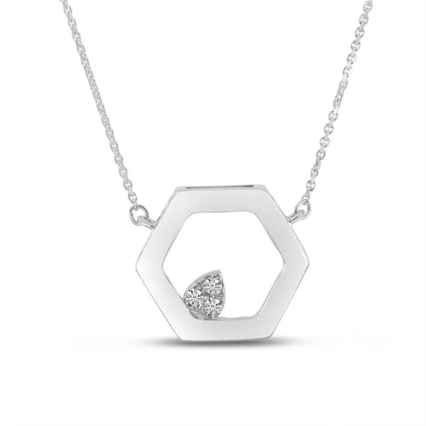 14K White Gold Hexagon Diamond Necklace J. Meredith Jewelers Delafield, WI