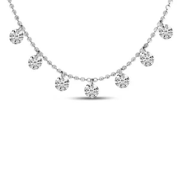 14K White Gold 7 Stone Dashing Diamonds Necklace SIERRA MOON Auburn, CA
