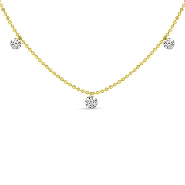 14K Yellow Gold 3 Stone Dashing Diamonds 18 inch Necklace Ambassador Diamond Jewelers Tucson, AZ