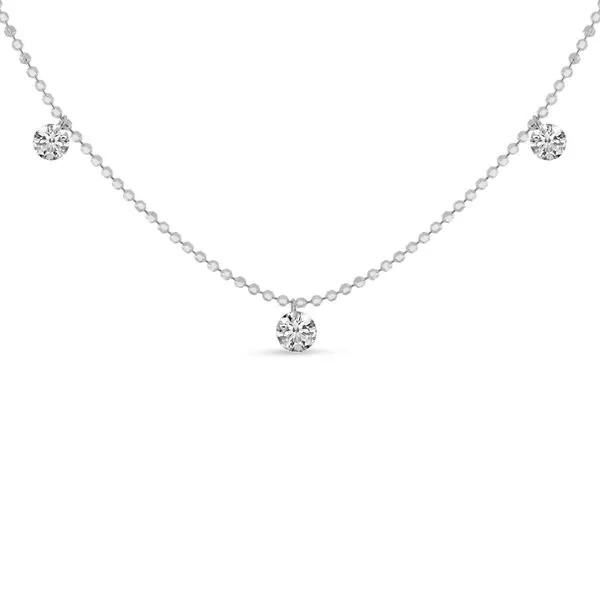 14K White Gold 3 Stone Dashing Diamonds 18 inch Necklace Ambassador Diamond Jewelers Tucson, AZ