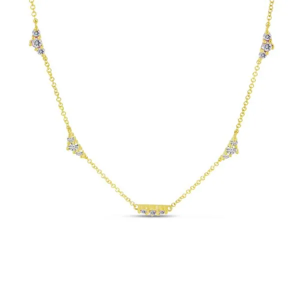 14K Yellow Gold 5 Station 18 inch Diamond Necklace Ambassador Diamond Jewelers Tucson, AZ