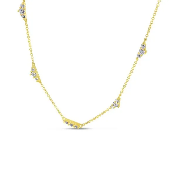14K Yellow Gold 5 Station 18 inch Diamond Necklace Image 2 Ambassador Diamond Jewelers Tucson, AZ