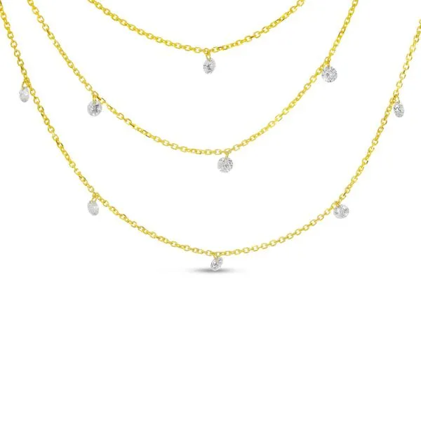 14K Yellow Gold Triple Chain Dashing Diamonds Necklace Moseley Diamond Showcase Inc Lexington, SC