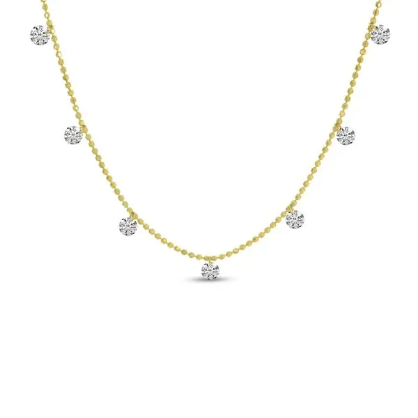 14K Yellow Gold Diamond Dashing Diamond 7 Stone Necklace Ambassador Diamond Jewelers Tucson, AZ