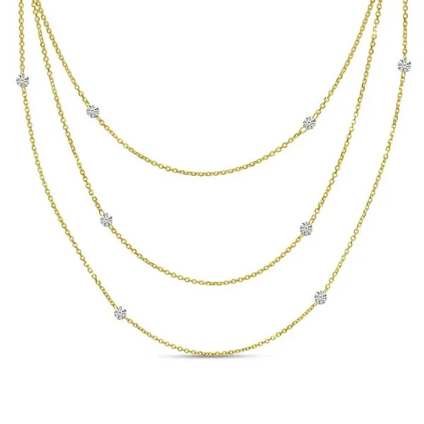 14K Yellow Gold Dashing Diamond Double Pierced Triple Chain Necklace Ambassador Diamond Jewelers Tucson, AZ