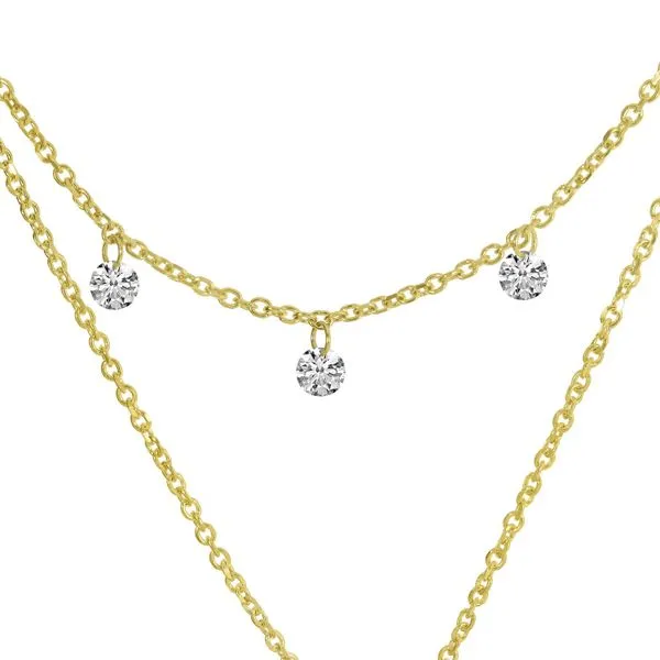 14K Yellow Gold Dashing Diamond Hex Double Layer Necklace Image 2 Rick's Jewelers California, MD