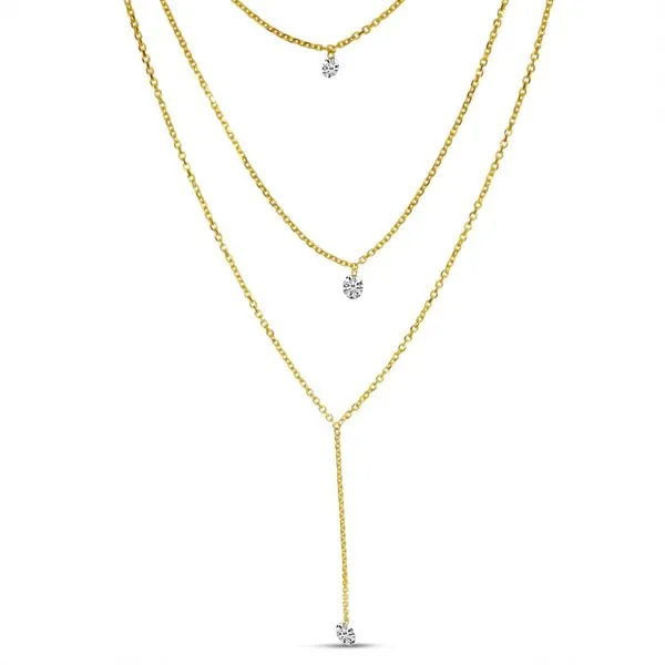 14K Yellow Gold Dashing Diamond Triple Chain Lariat Necklace Ambassador Diamond Jewelers Tucson, AZ