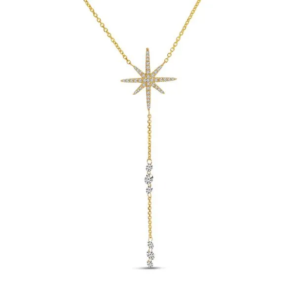 14K Yellow Gold Dashing Diamond Starburst Lariat Necklace SIERRA MOON Auburn, CA