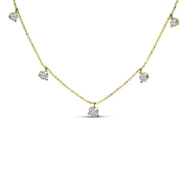 14K Yellow Gold graduated 5 stone Flaoting Diamond Necklace Ambassador Diamond Jewelers Tucson, AZ