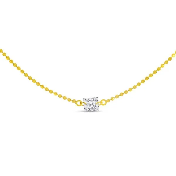 14K Yellow Gold Single .25 ct Princess Diamond Dashing Diamond Necklace Rick's Jewelers California, MD