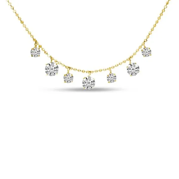 14K Yellow Gold Alternating Floating Diamond Necklace Dahlkemper's Jewelry Connection Erie, PA