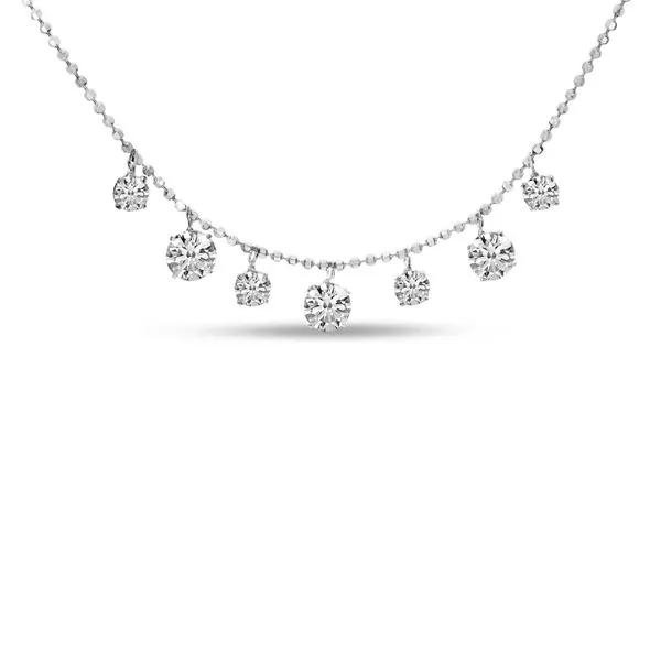 14K White Gold Alternating Floating Diamond Necklace Rick's Jewelers California, MD