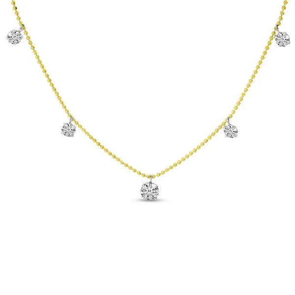 14K Yellow Gold graduated 7 stone Flaoting Diamond Necklace Ambassador Diamond Jewelers Tucson, AZ