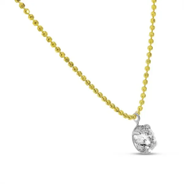 14K Yellow Gold Floating .50 ct Diamond Bead Chain Necklace Image 2 Ambassador Diamond Jewelers Tucson, AZ