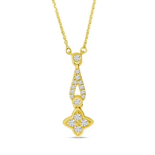 14K Yellow Gold Diamond Drop Clover Necklace J. Meredith Jewelers Delafield, WI
