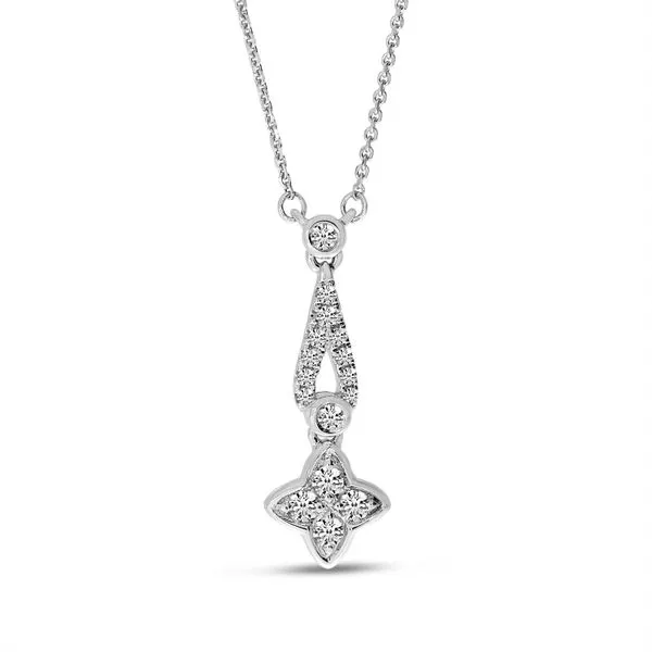 14K White Gold Diamond Drop Clover Necklace Ambassador Diamond Jewelers Tucson, AZ
