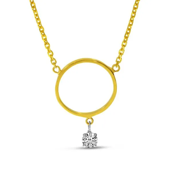 14K Yellow Gold Floating Diamond Circle Necklace Ambassador Diamond Jewelers Tucson, AZ
