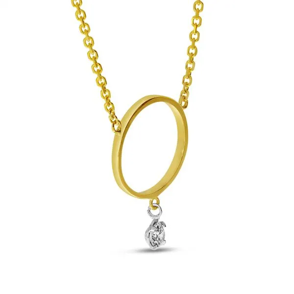 14K Yellow Gold Floating Diamond Circle Necklace Image 2 Ambassador Diamond Jewelers Tucson, AZ