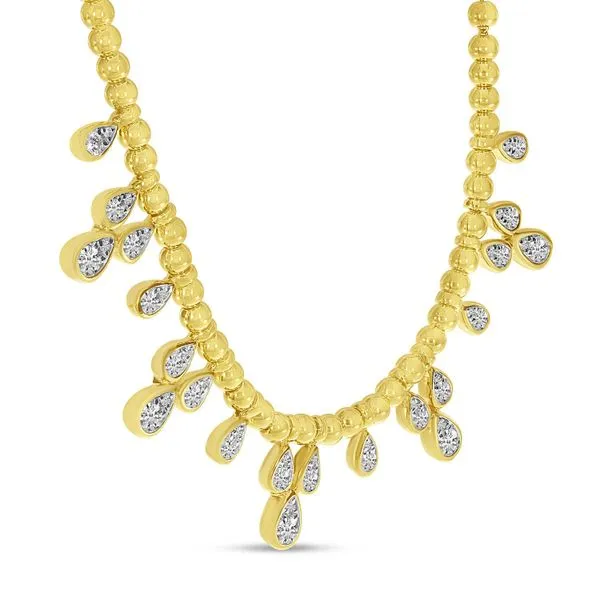14K Yellow Gold Diamond Drop Beaded Necklace Image 2 Ambassador Diamond Jewelers Tucson, AZ