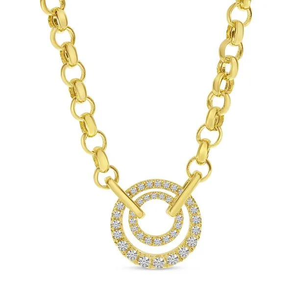 14K Yellow Gold Diamond Double Circle Heavy Rolo Chain Necklace Moseley Diamond Showcase Inc Lexington, SC