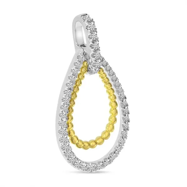 14K Two Tone Yellow and White Gold Diamond Beaded Teardrop Pendant Image 2 Moseley Diamond Showcase Inc Lexington, SC